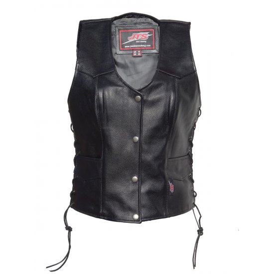 JTS Laced Sided Ladies Leather Waistcoat at JTS Biker Clothing